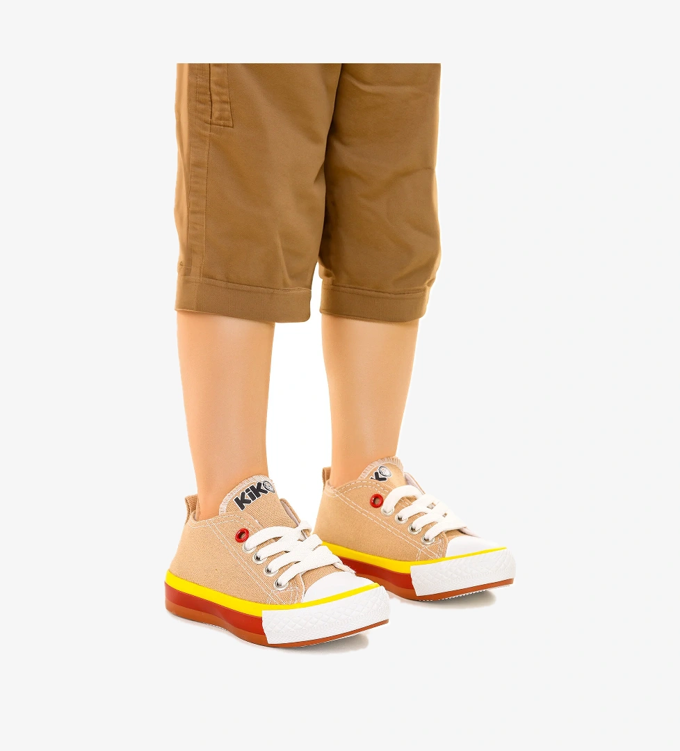 Tinna Bağcıklı Erkek Bebek Keten Spor Ayakkabı Bej