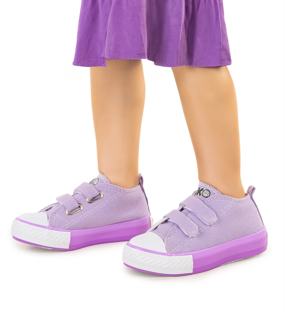 Linen Cırtlı Kız Bebek Keten Spor Ayakkabı Lila