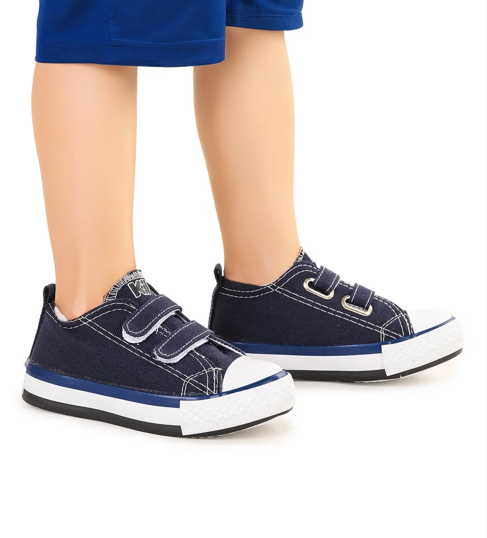 Linen Cırtlı Erkek Bebek Keten Spor Ayakkabı Lacivert