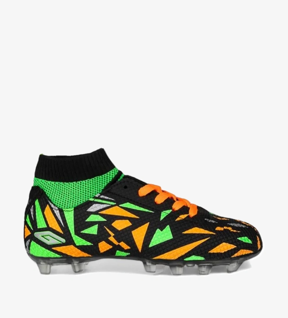 Dgn 2303 Flt Çocuk Siyah-Yeşili Çoraplı Krampon Ayakkabı - Görsel 1