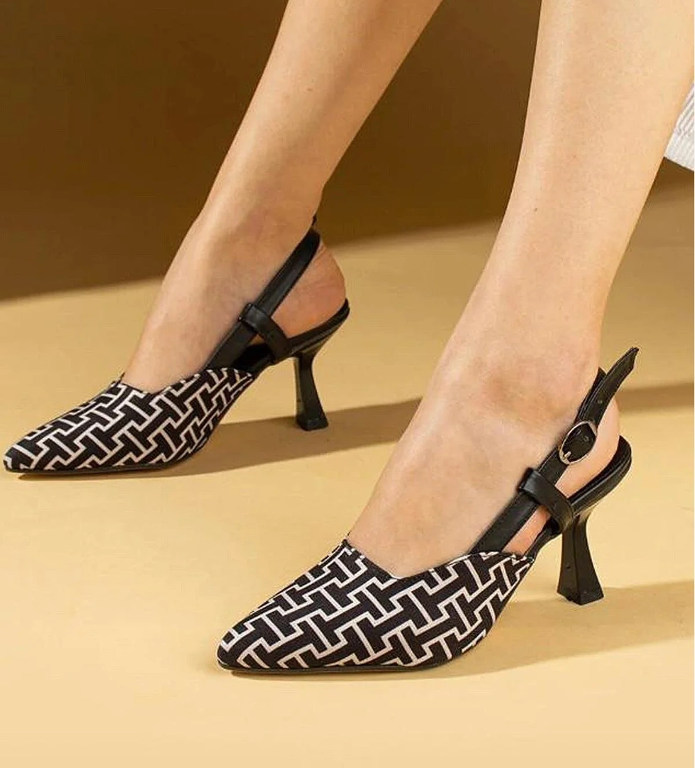 1085 Arkası Açık Kadın Topuklu Ayakkabı 9 cm Abiye Düğün Nişan Kına Gecesi - Görsel 1