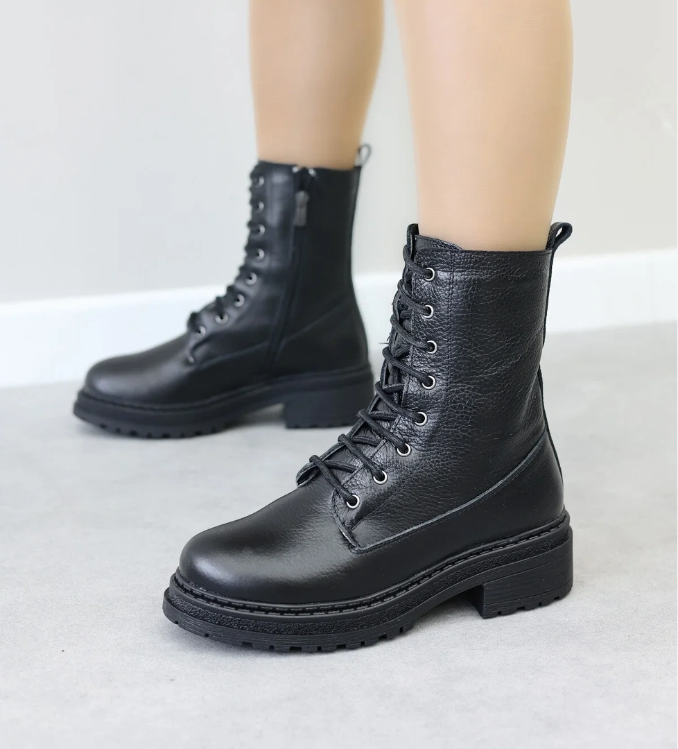 Hakiki Deri Kürklü Kadın Kalın Taban Bot 257KZA621