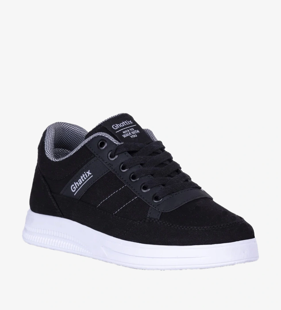 Erkek Yazlık Günlük Keten Sneaker Ayakkabı Siyah Siyah