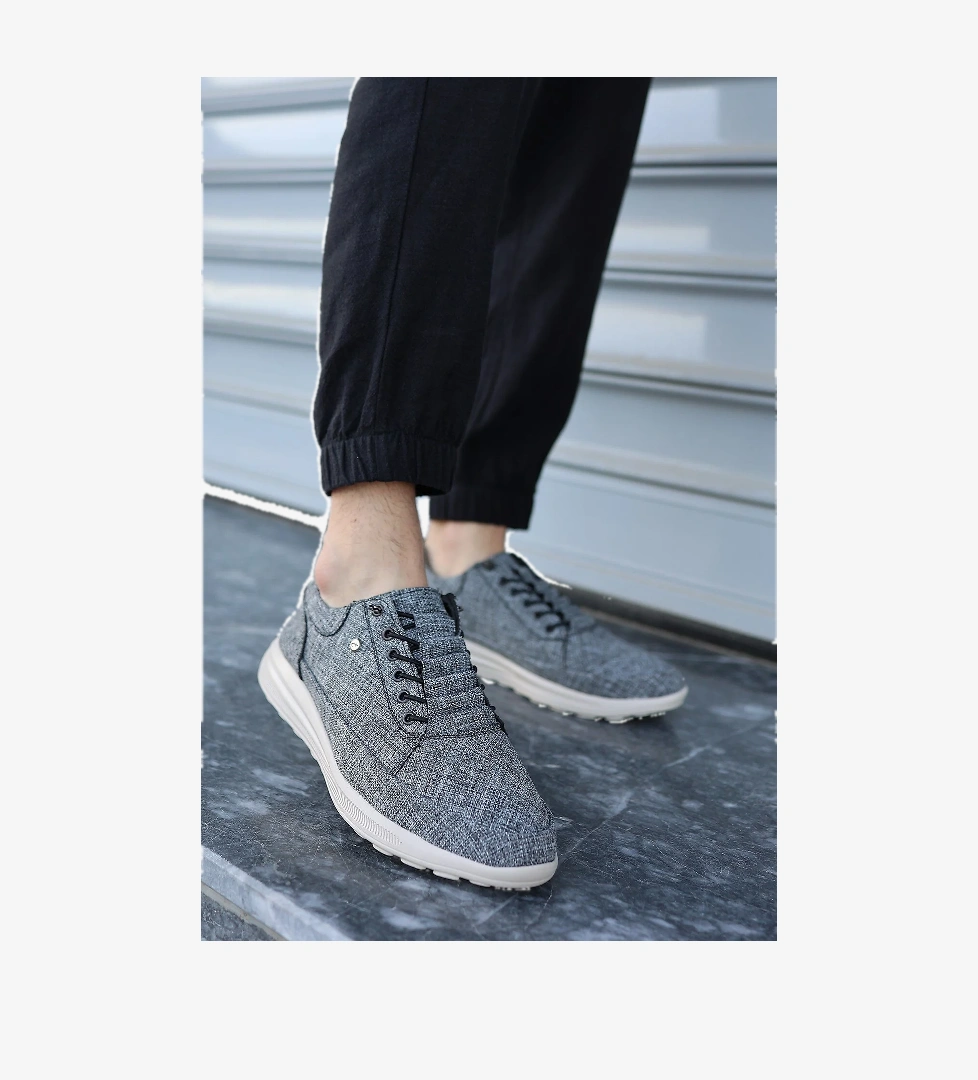 Nevada Erkek Gri Garantili Rahat Esnek Hafif Taban Günlük Keten Sneaker Ayakkabı NEVADA-5294 - Görsel 1