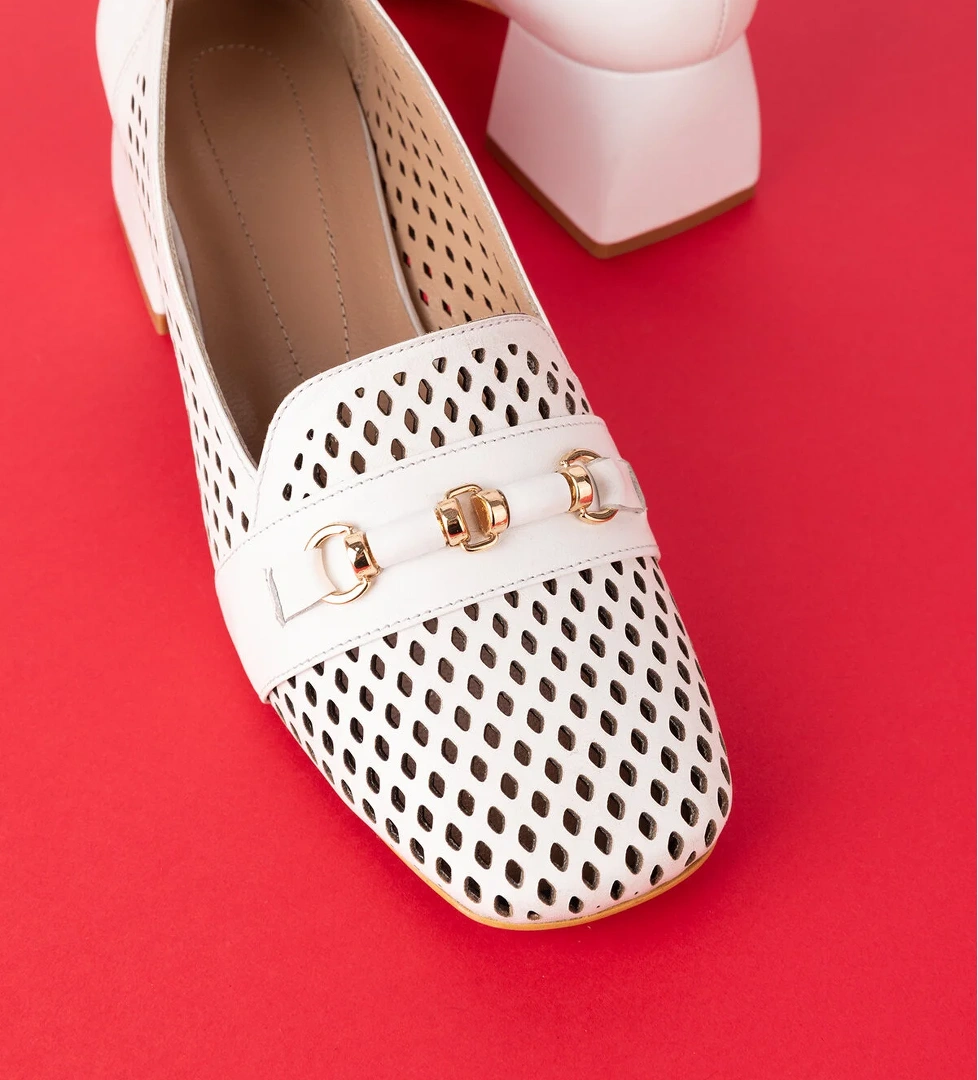 Gondol Kadın Hakiki Deri Lazer Delikli Topuklu Ayakkabı ast.7480 - Görsel 1