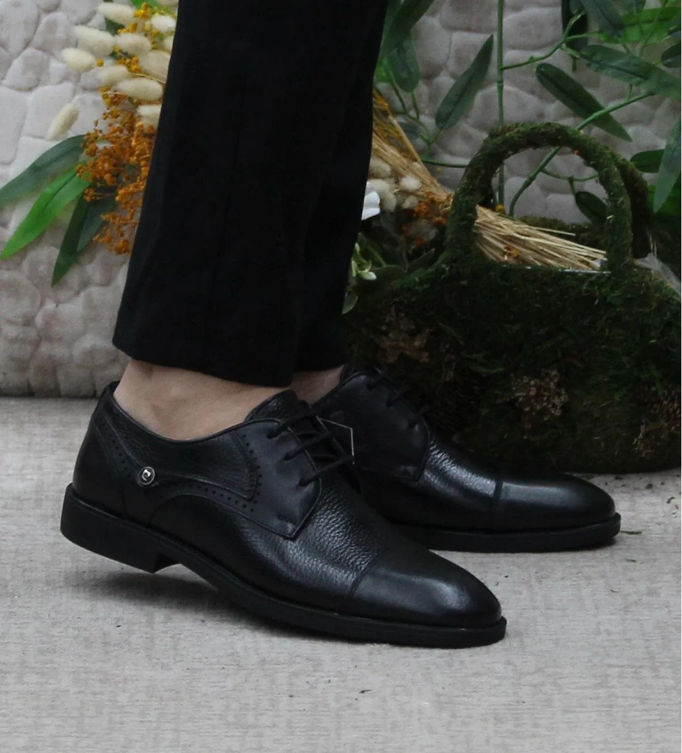 63599 Siyah Orijinal Ürün Kauçuk Taban İç Ve Dış Hakiki Deri Erkek Ayakkabı - Görsel 1