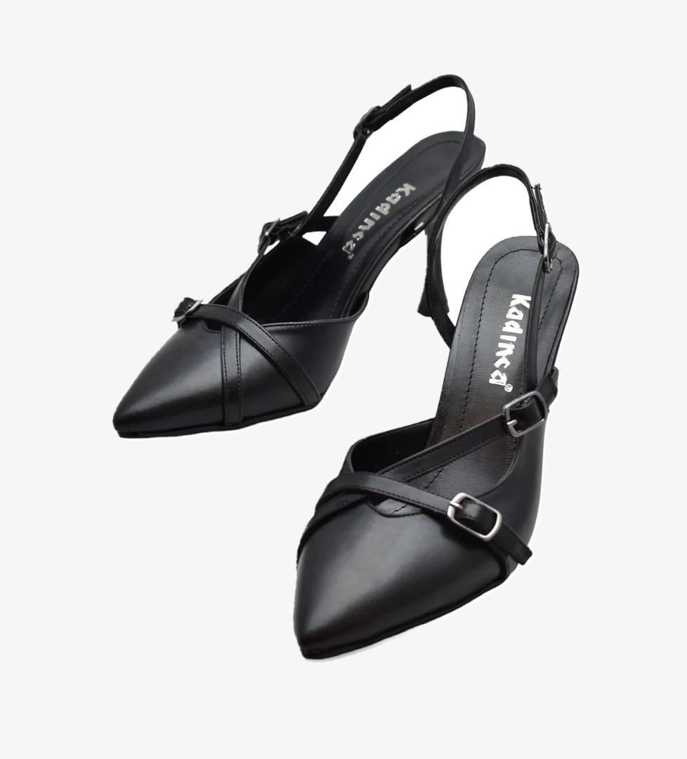 Ayakkabı Burada 1098 Arkası Açık Kadın Topuklu Ayakkabı 7 Cm Abiye Düğün Nişan Kına Gecesi Kdnca model görseli