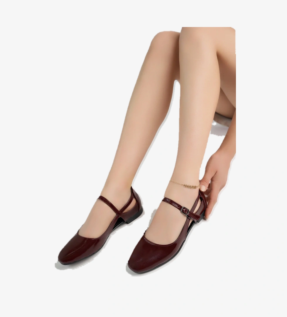 Kadın Yazlık Rahat Baretli Kolej Babet Ayakkabı .050 BORDO