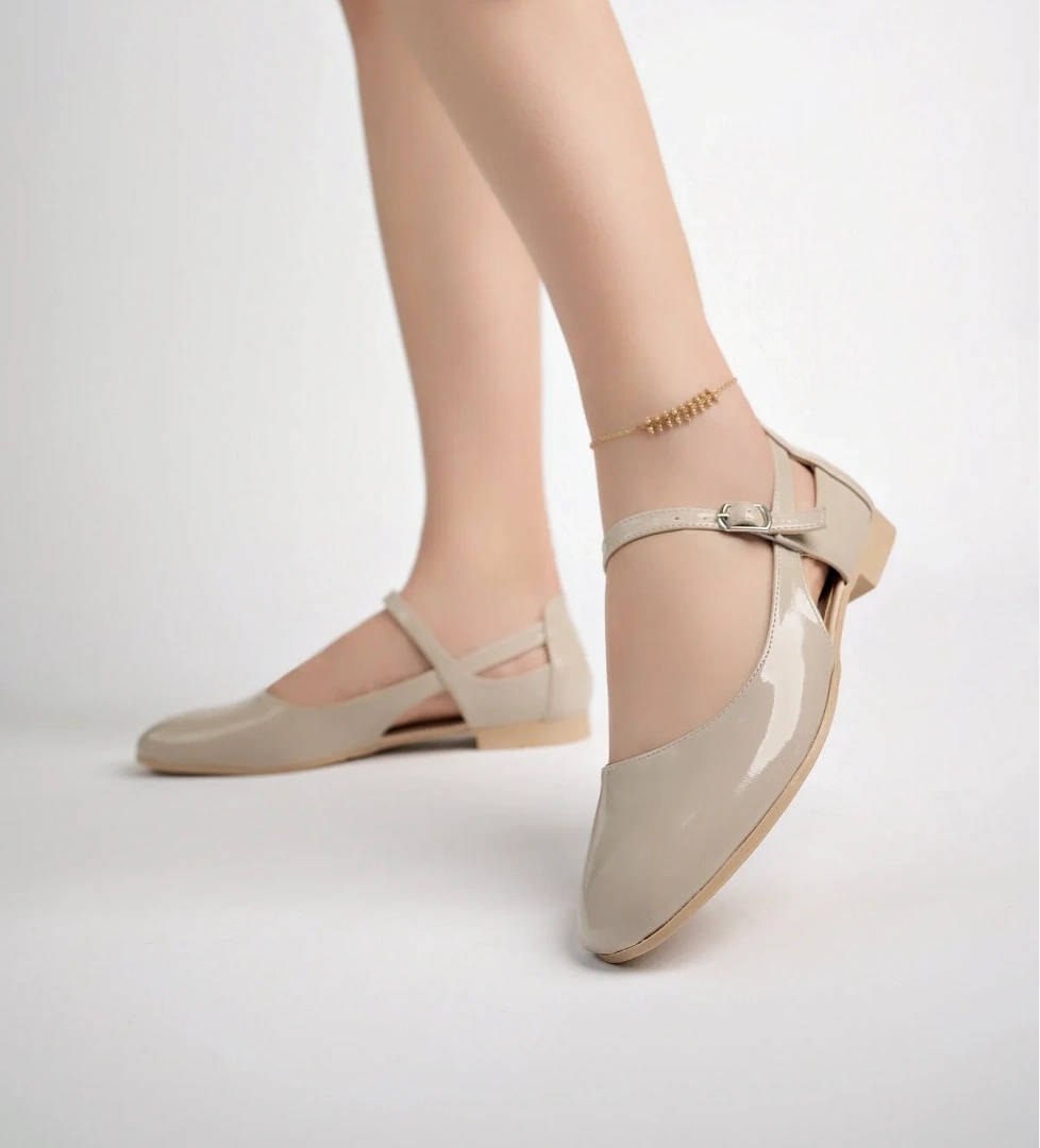 Kadın Yazlık Rahat Baretli Kolej Babet Ayakkabı .050 Ten