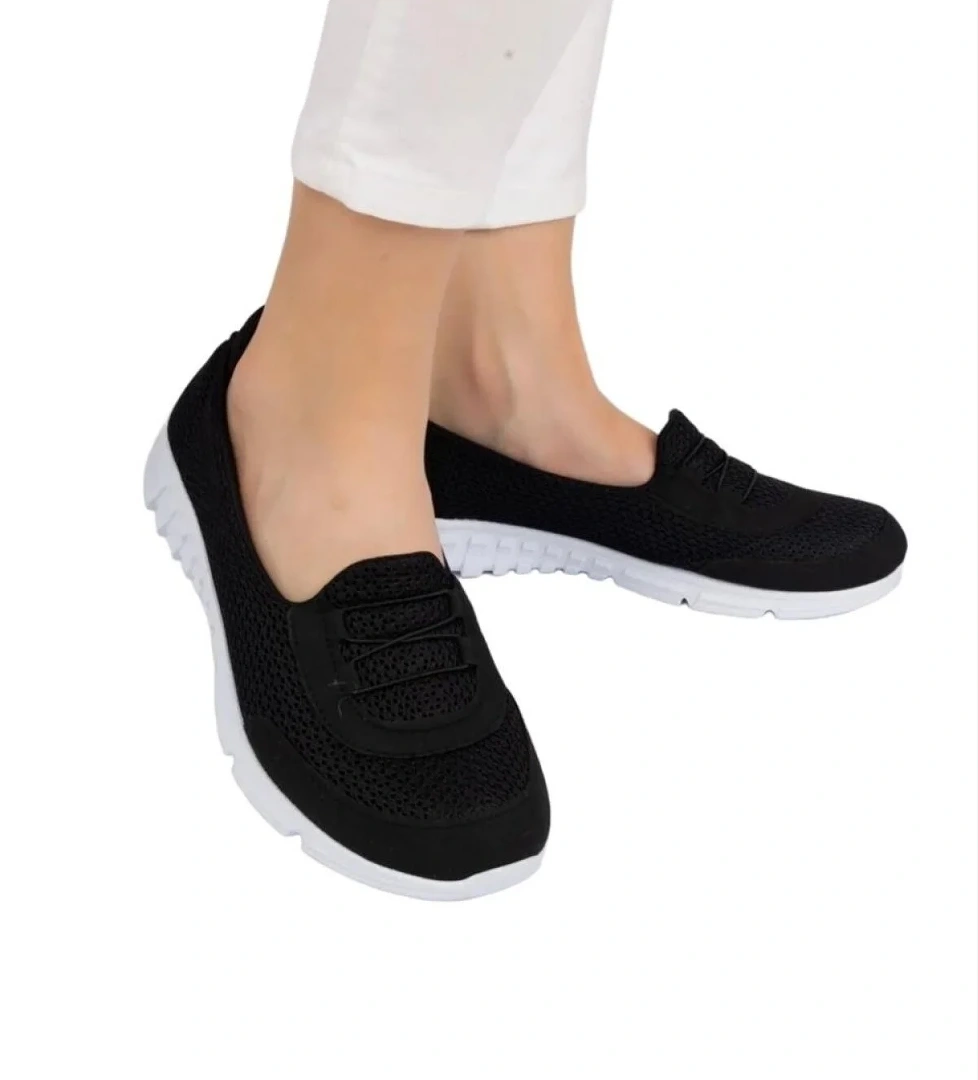 Ortopedik Kadın Yürüyüş Ayakkabısı SİYAH BEYAZ