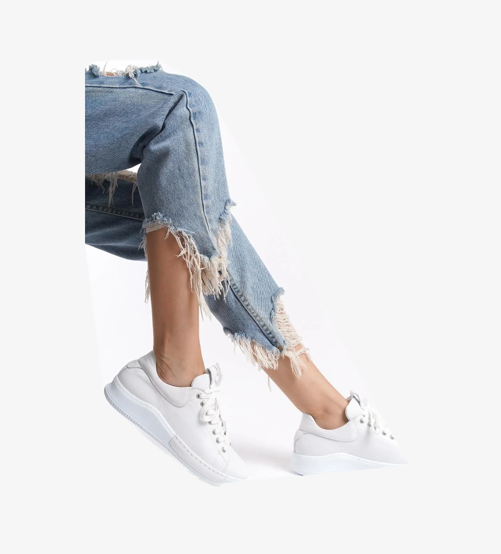 Harry Beyaz Hakiki Deri Sneaker Kadın Günlük Spor Ayakkabı