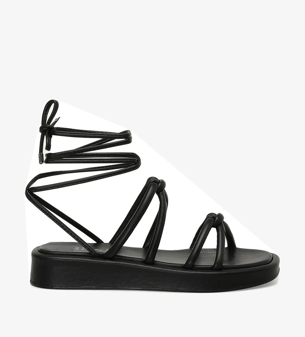 DS24021 4FX Siyah Kadın Düz Sandalet - Görsel 1