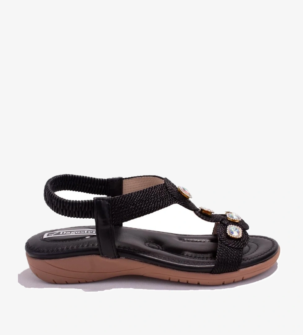 DZA07-74136903 Siyah Günlük Ortopedik Kadın sandalet - Görsel 1