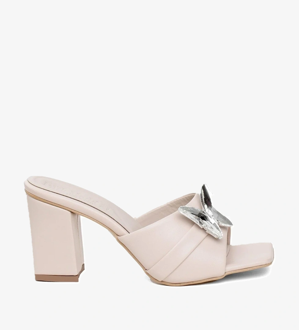 PM161 K420 Kadın Topuklu Terlik Ten