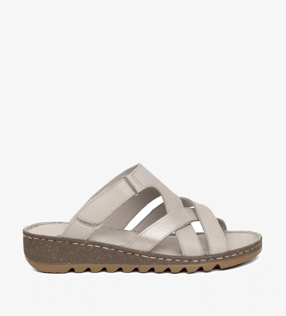 Ayakkabı Fuarı Elit Rhm012 Kadın Hakiki Deri Düz Terlik Gri model görseli