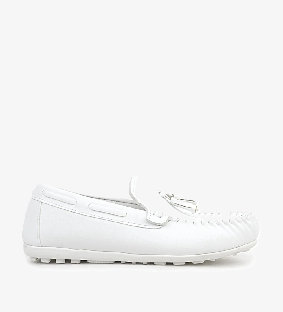 Beyaz Cilt Erkek Mokasen Ayakkabı - Görsel 1