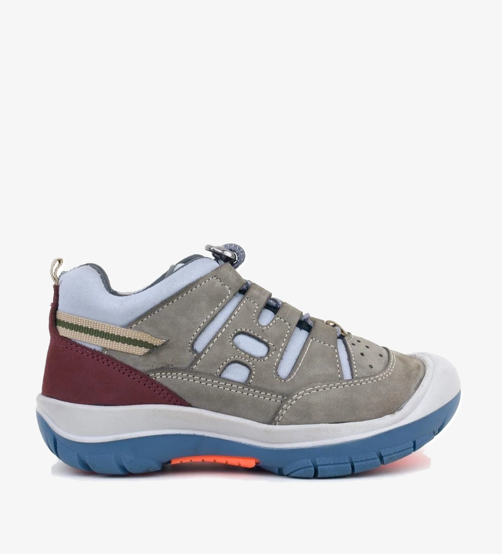 Hakiki Deri Kum Bordo Lastik Bağcıklı Çocuk Outdoor Ayakkabı - Görsel 1