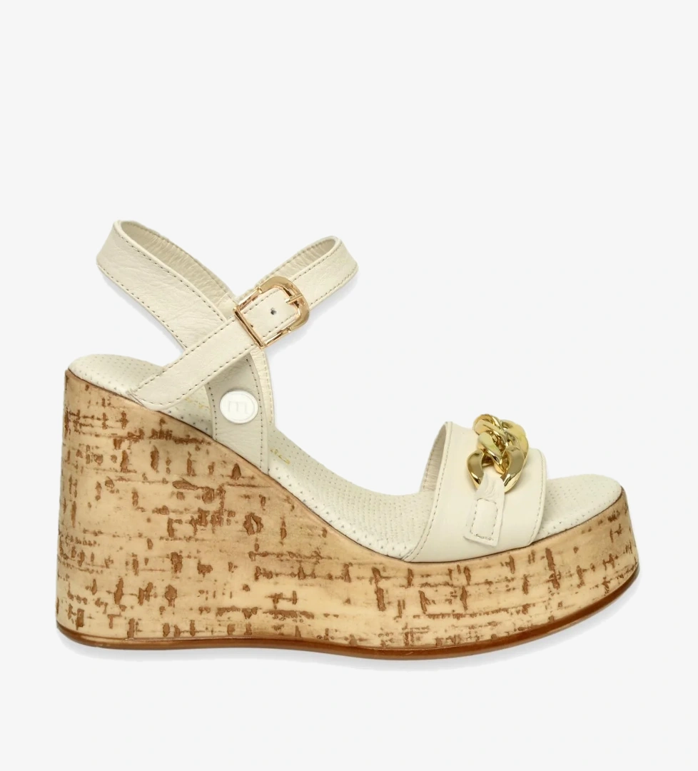 D24Ys-1415Z Dolgu Topuk Kırık Beyaz Kadın Sandalet