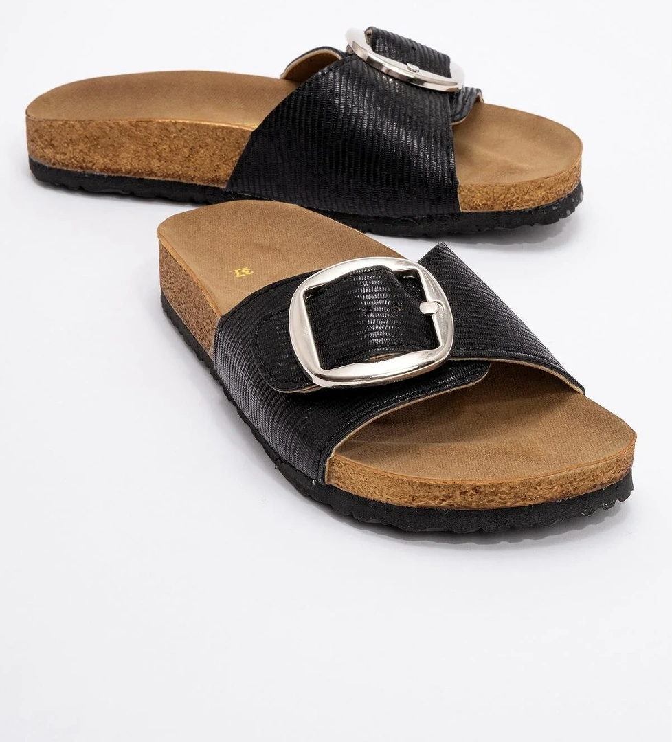 Ccway Kadın 2 Toka Kemerli Terlik SİYAH model görseli