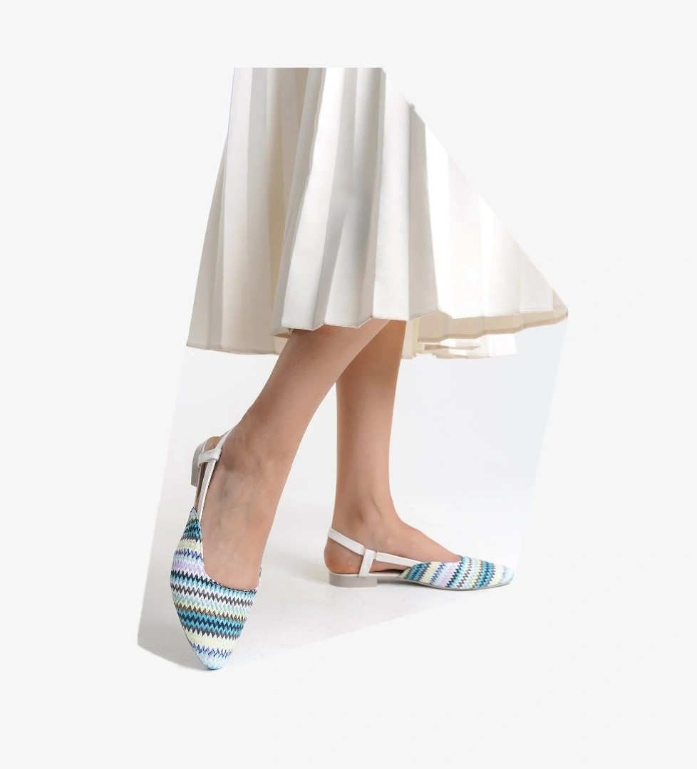 Gısele Mavi Kadın Hasır Detay Günlük Rahat Şık Sivri Burun Klasik Topuklu Ayakkabı GISELE-1980