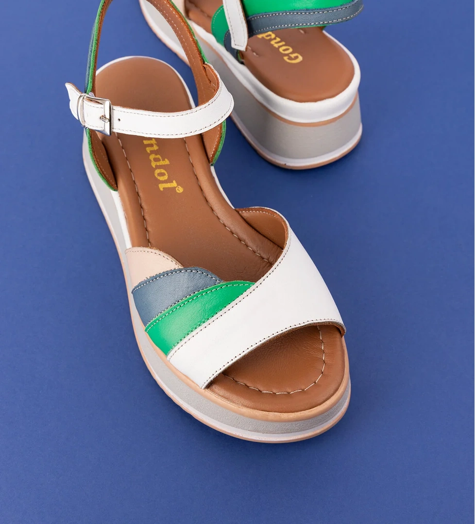 Gondol Kundura Gondol Kadın Hakiki Deri Platform Tabanlı Sandalet mlk.5355 model görseli