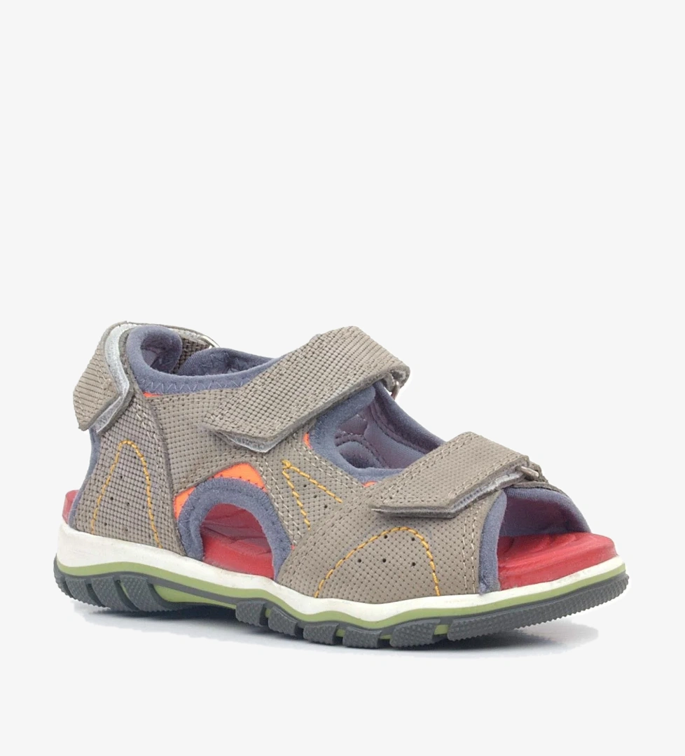 Hakiki Deri Kum Rengi Cırtlı Erkek Çocuk Sandalet - Görsel 1