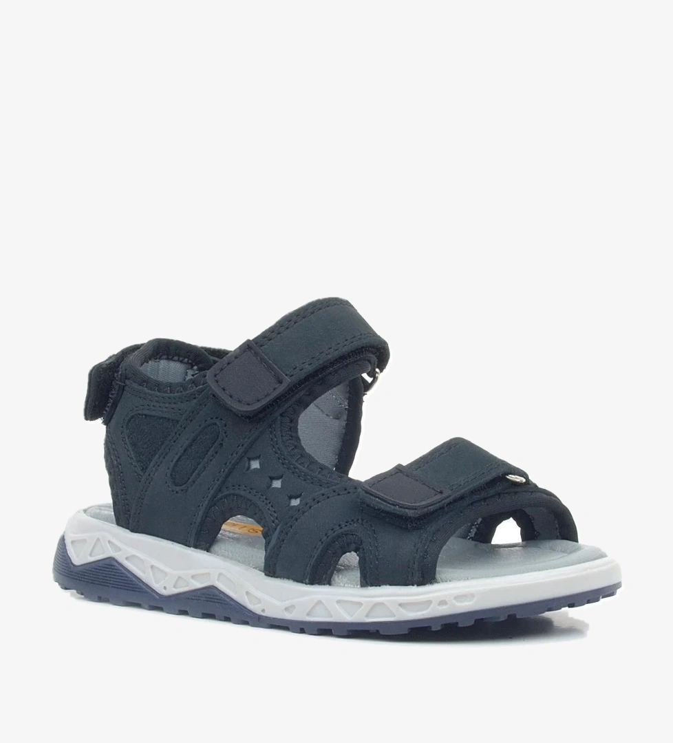 Rakerplus Hakiki Deri Siyah Nubuk Cırtlı Çocuk Sandalet Ayakkabı model görseli