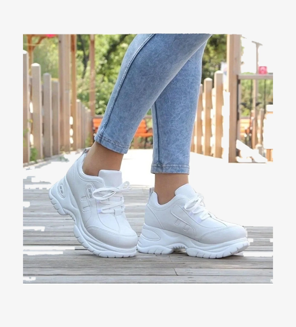 305 Beyaz Orijinal Ürün Kalın Taban Kadın Yürüyüş Ayakkabısı - Görsel 1