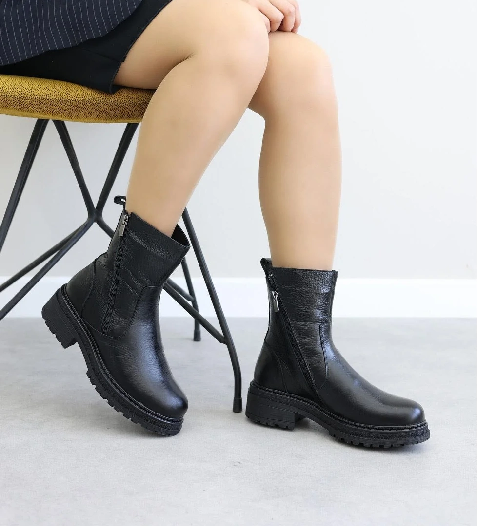 Hakiki Deri Kürklü Kadın Kalın Taban Bot 257KZA623