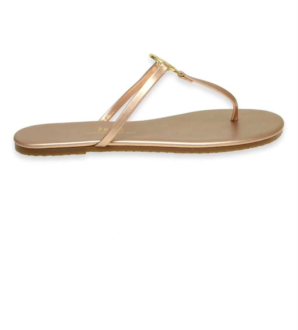 Tk-2112 Klasik Tokali Parmak Arası Bronz Kadın Terlik - Görsel 1