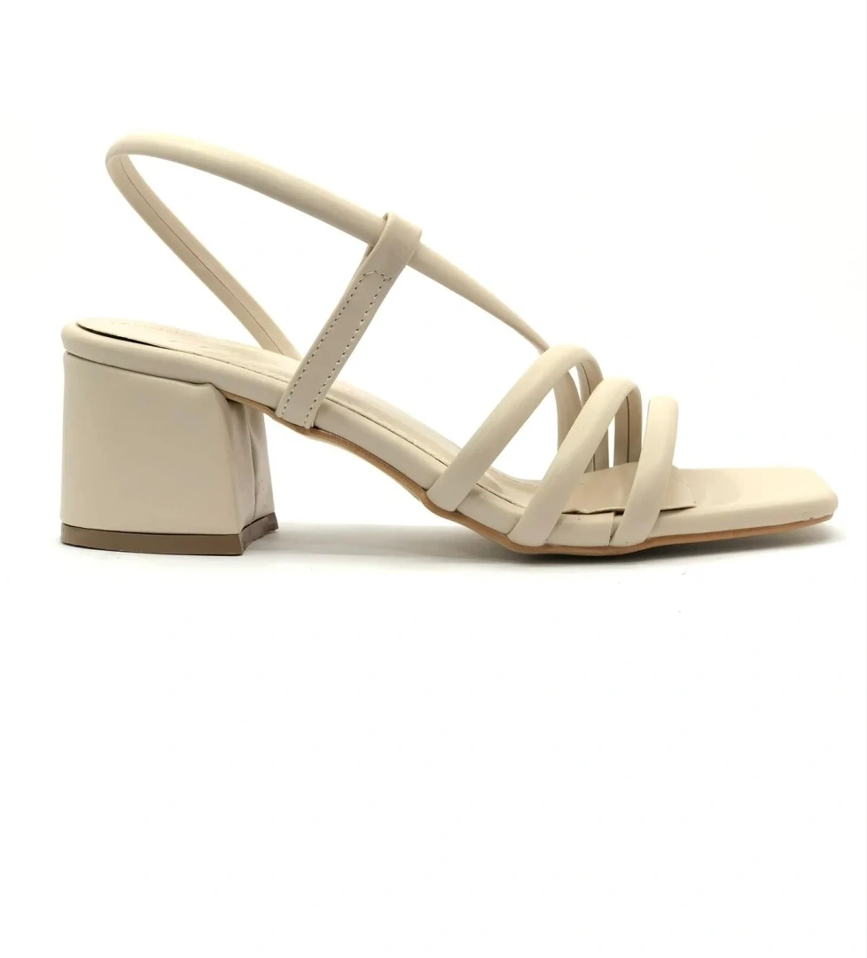 Şerit Biyeli 6 cm Topuklu Arkası Açık Kadın Klasik Ayakkabı