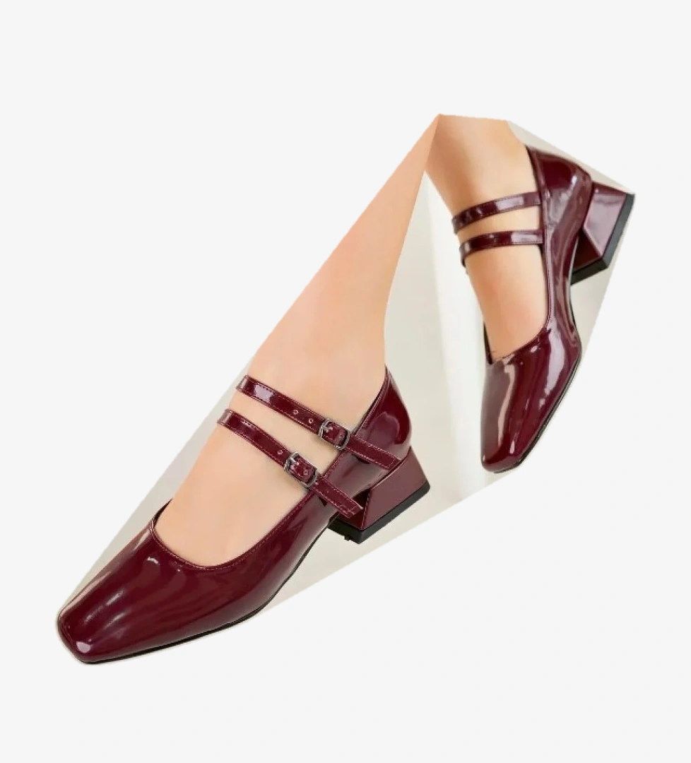 Mary Jane Küt Burunlu Kadın Topuklu Ayakkabı