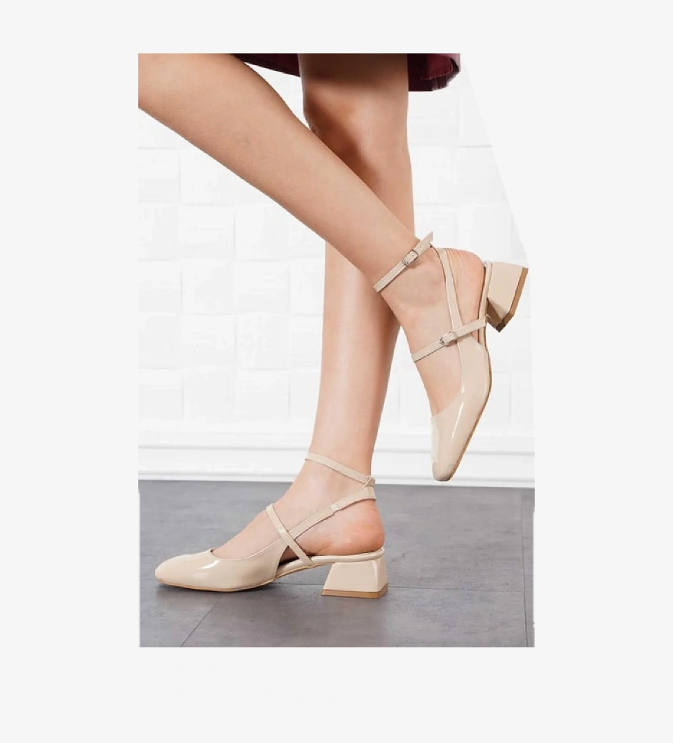 Feles Tubi Jane Küt Burunlu Kadın Topuklu Ayakkabı model görseli