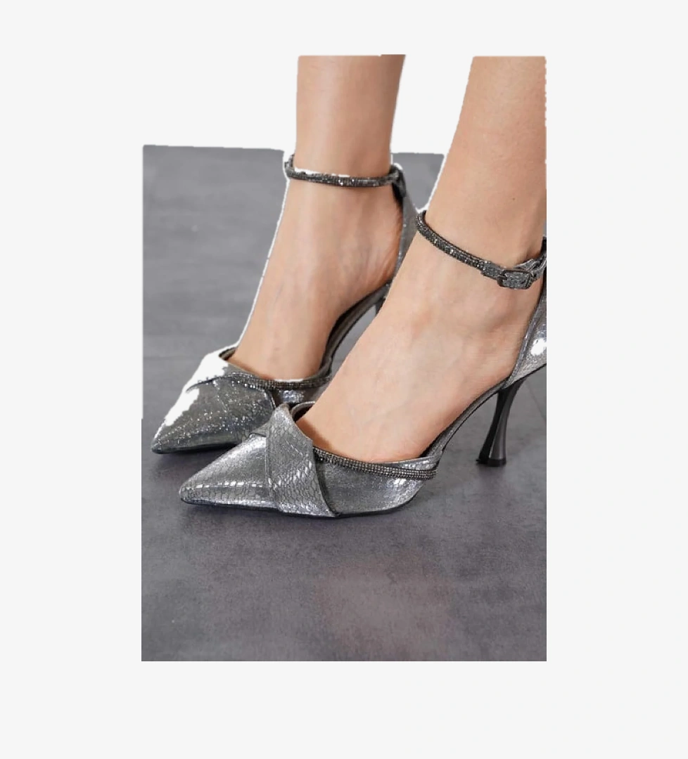 Bilek Şerit Taş Detaylı Topuklu Stiletto Kadın Ayakkabı