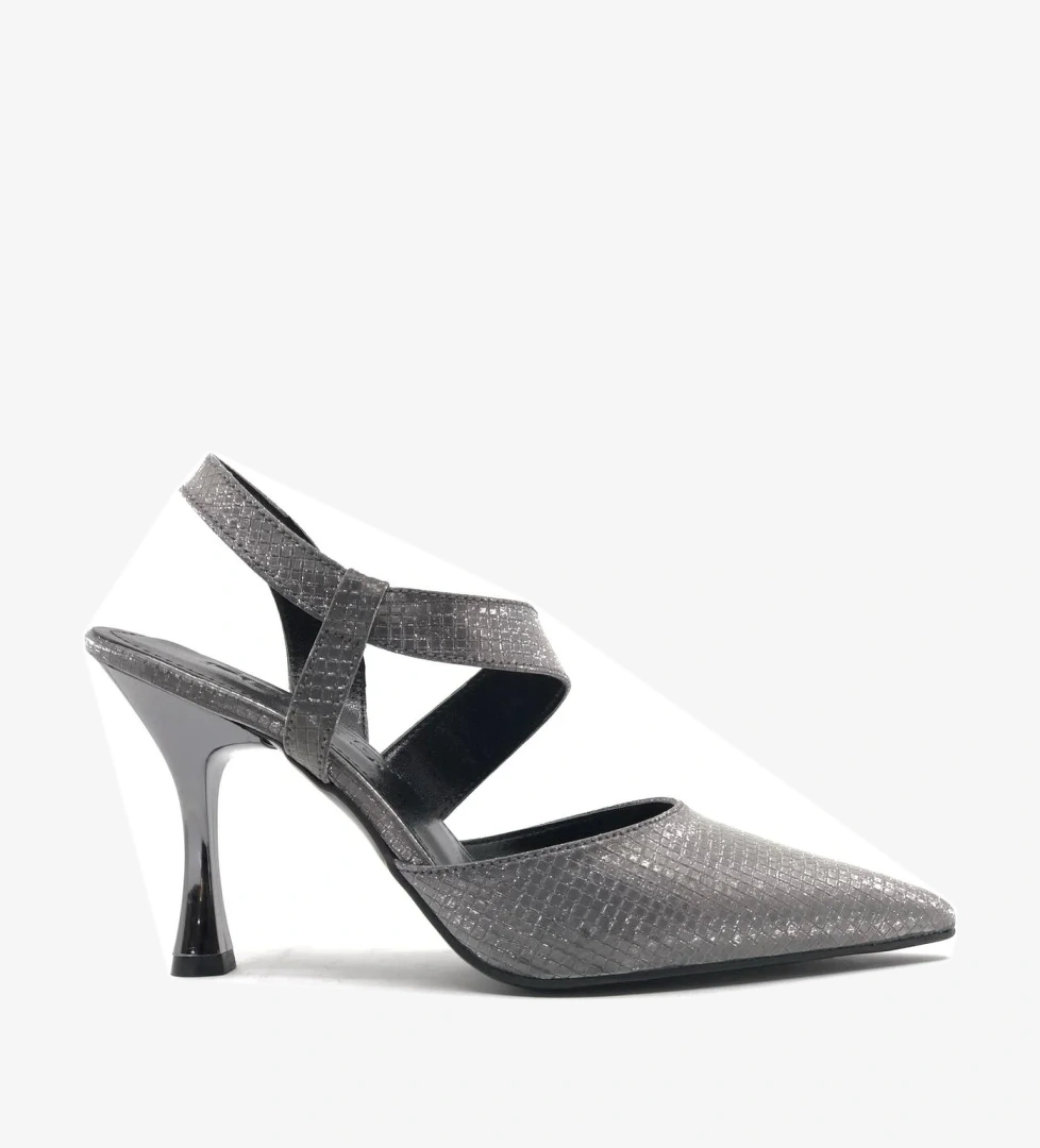 Çapraz Detaylı Arkası Açık Stiletto Kadın Topuklu Ayakkabı