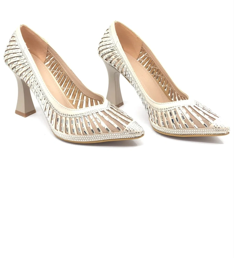 Kadeh Topuk Sindirella Taşlı Stiletto Kadın Topuklu Ayakkabı