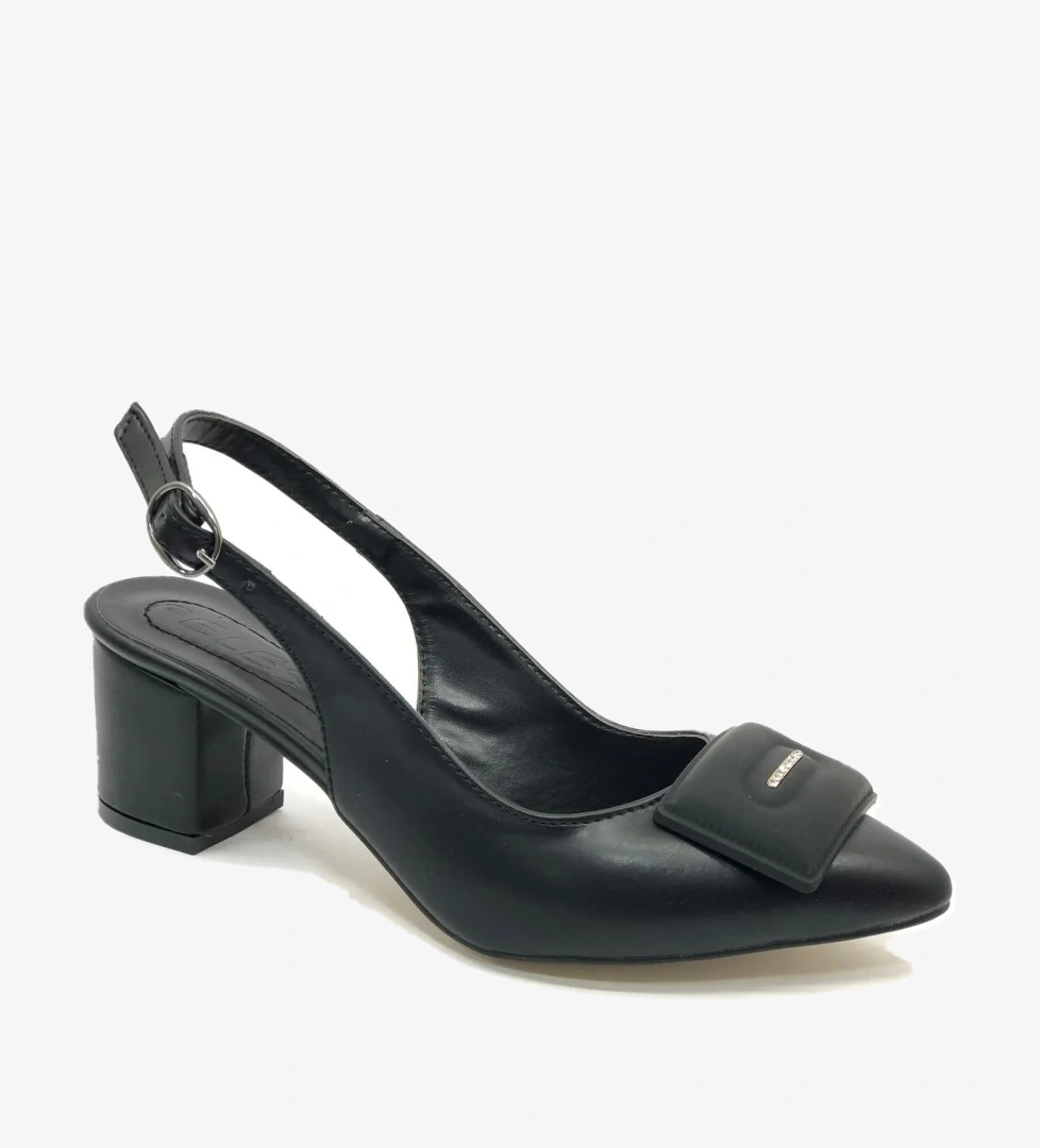 Feles Toka Detaylı Arkası Açık Klasik Kadın Topuklu ayakkabı model görseli