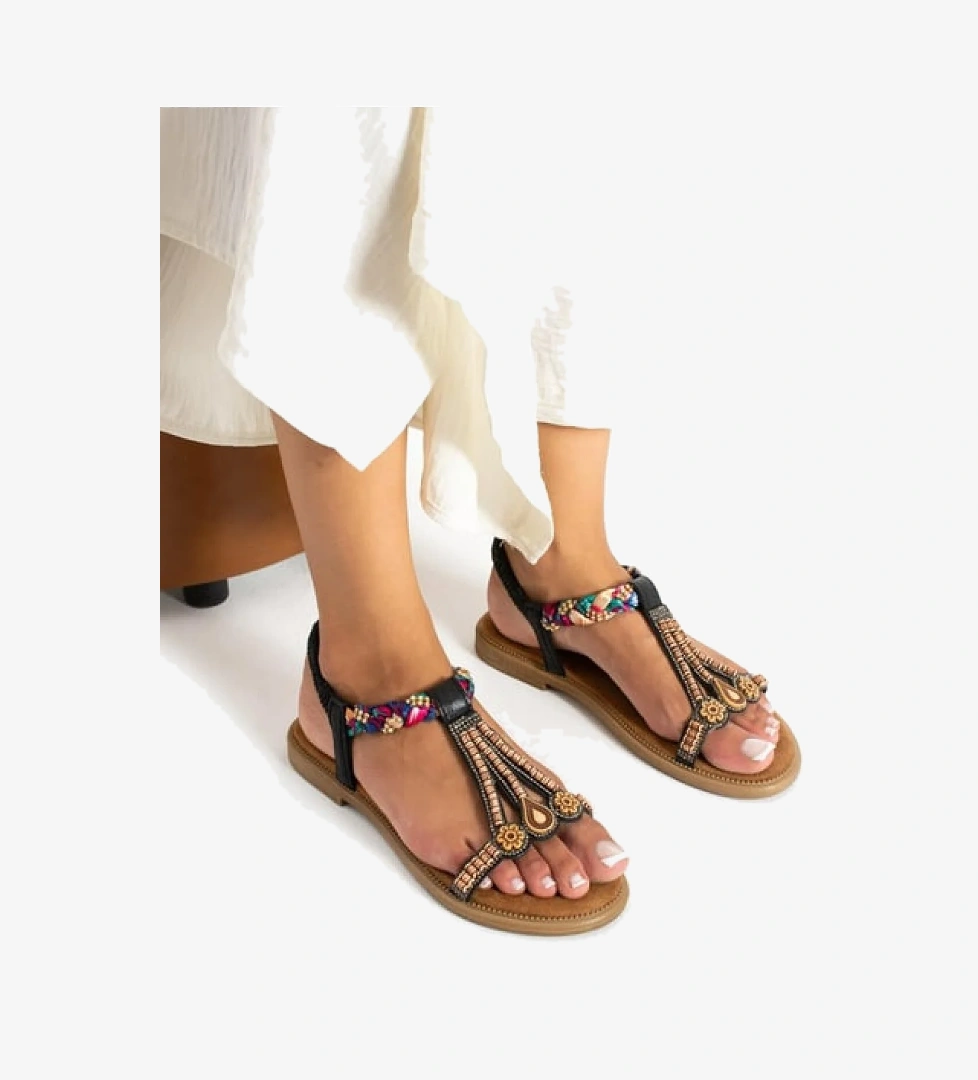 Düz Taban Fular Detaylı Kadın Sandalet - Görsel 1