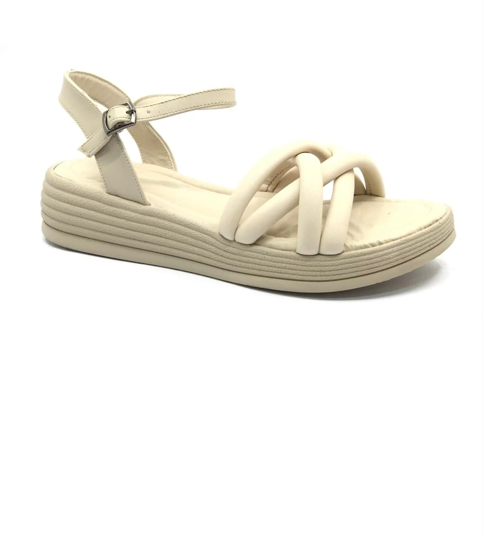 Düz Taban Çapraz Detaylı Kadın Sandalet - Görsel 1