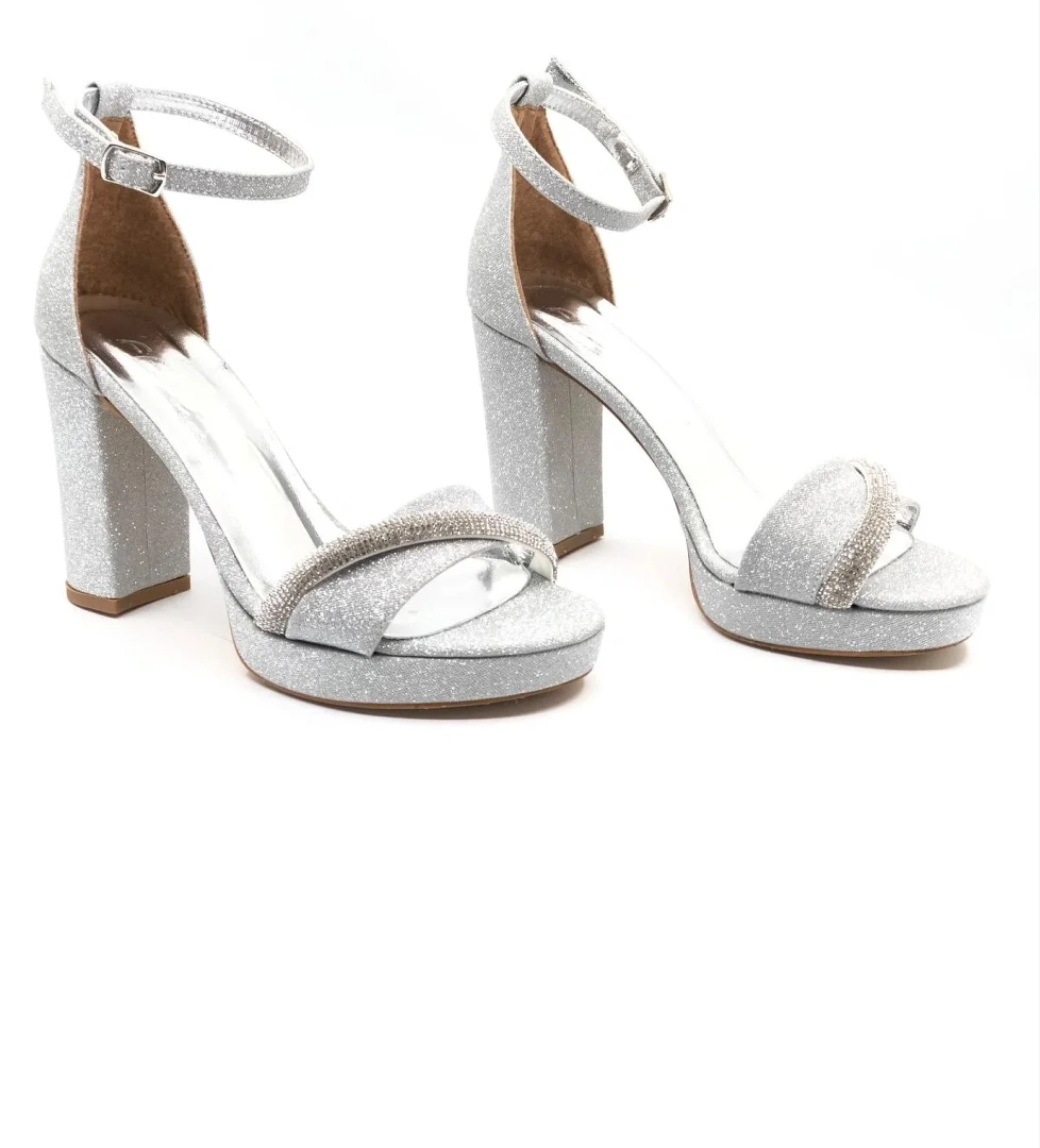 Şerit Taş Detaylı Tek Bant Platform 11 cm Topuklu Kadın Ayakkabı