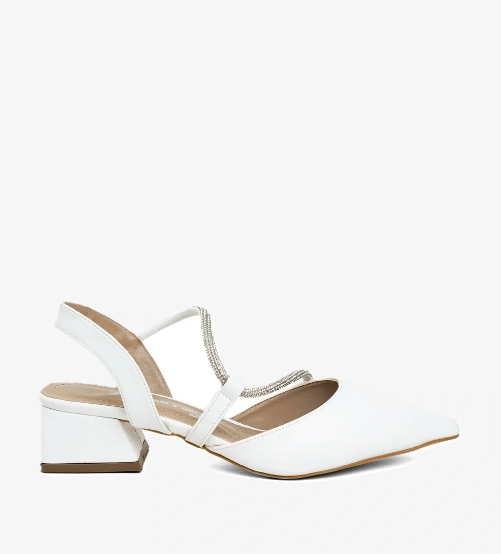 Ayakkabı Fuarı Elit Mst555c Kadın Topuklu Ayakkabı Beyaz Siyah model görseli