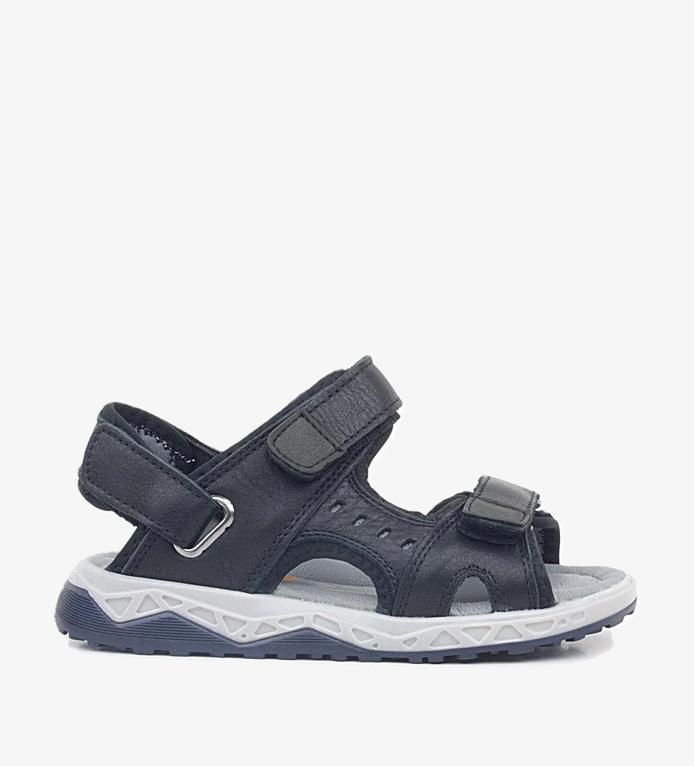 Rakerplus Hakiki Deri Siyah Cilt Rahat Tabanlı Cırtlı Çocuk Sandalet Ayakkabı model görseli