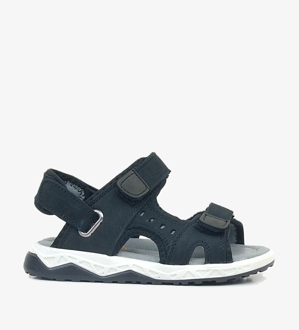 Rakerplus Hakiki Deri Siyah Nubuk Rahat Tabanlı Cırtlı Çocuk Sandalet Ayakkabı model görseli