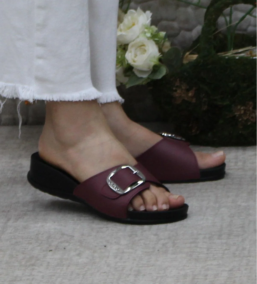 Ceyo Ceyo Oliva-8 Bordo Rahat Ortapedik Kadın Terlik Sandalet & Terlik | Flo Bordo - 1. görsel