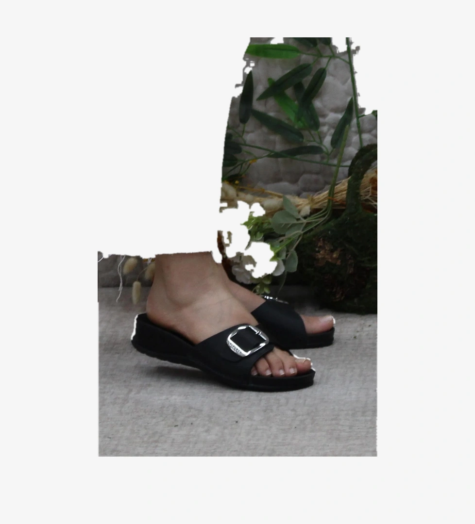 Ceyo Ceyo Oliva-8 Siyah Rahat Ortapedik Kadın Terlik Sandalet & Terlik | Flo Siyah - 1. görsel