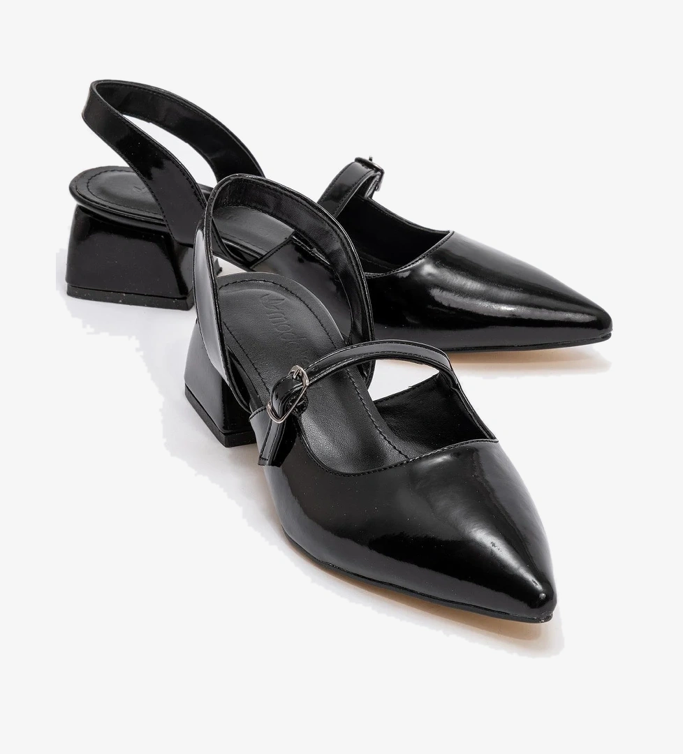 Kadın Arkası Açık Bantlı Tokalı Sandalet SİYAH RUGAN - Görsel 1