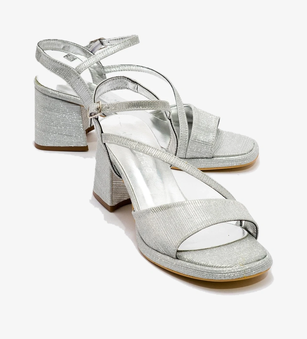 Kadın Simli Topuklu Ayakkabı GÜMÜŞ SİM - Görsel 1
