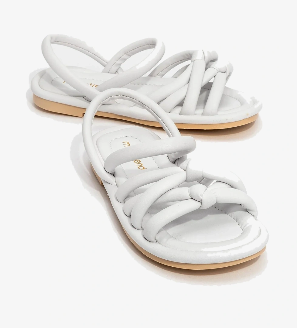 Tek Biyeli Boğumlu Kadın Sandalet BEYAZ