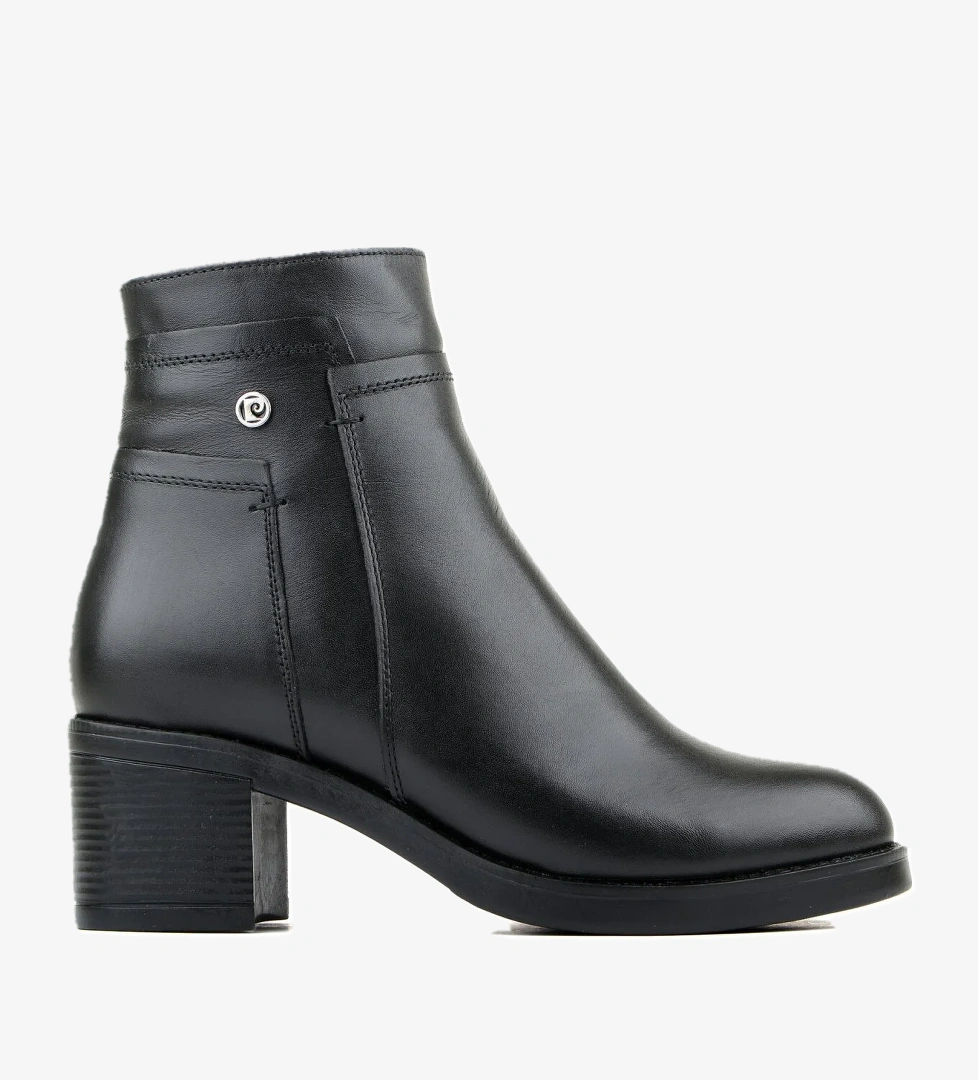 54063 Hakiki Deri Fermuarlı Topuklu Kadın Bot - Görsel 1