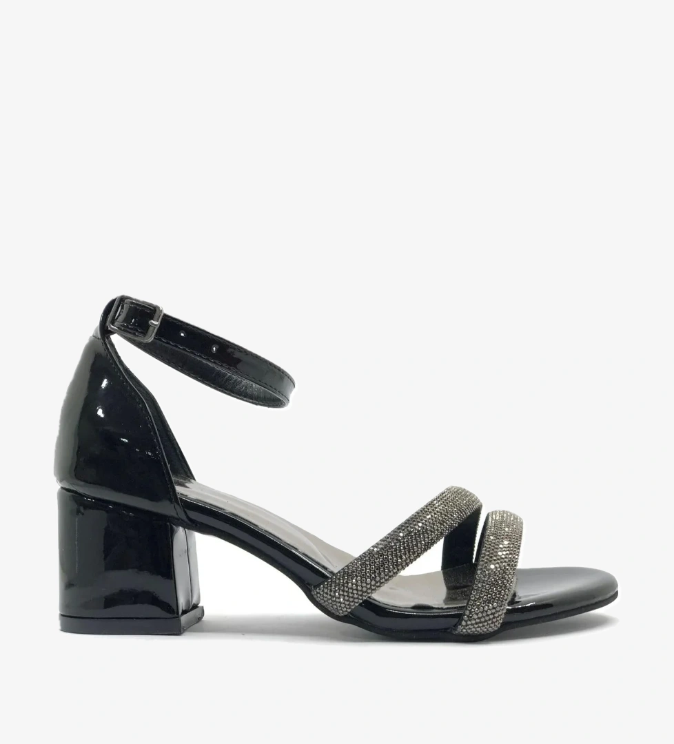 Çift Şerit Taşlı 5 cm Kadın Topuklu Ayakkabı - Görsel 1